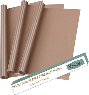 Teflon Sheets for Heat Press,Non-Stick Reusable PTFE Teflon Paper Sheet Roll for Cricut Sublimation Heat Transfer,HTV Iron On,Baking (3 Pack 12x16in)