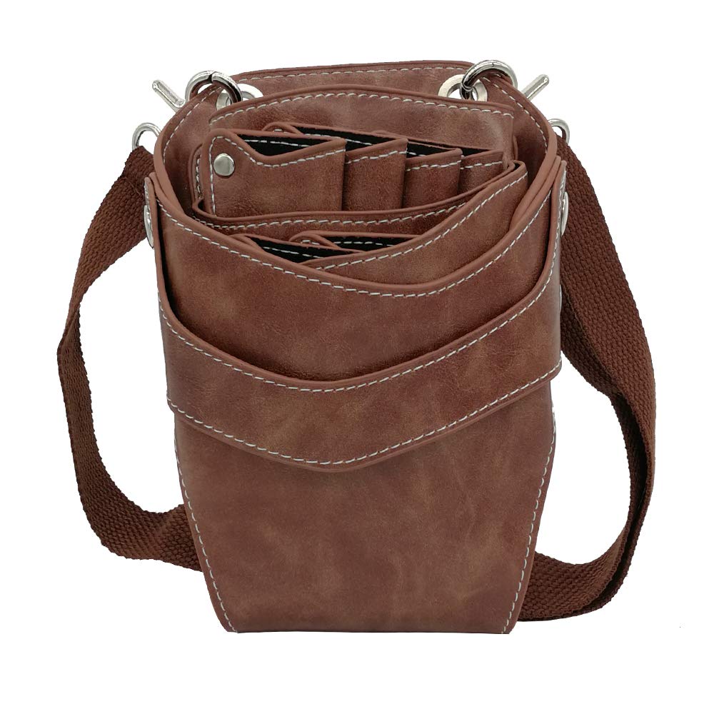 Bolsa herramientas de peluqueria Cartuchera peluqueria Bandolera peluqueria profesional Bolsa Tijeras Peluqueria Puede acomodarse Tijeras Tijeras Electricas Tijeras peluqueria canina Elegante Marrón — view 12