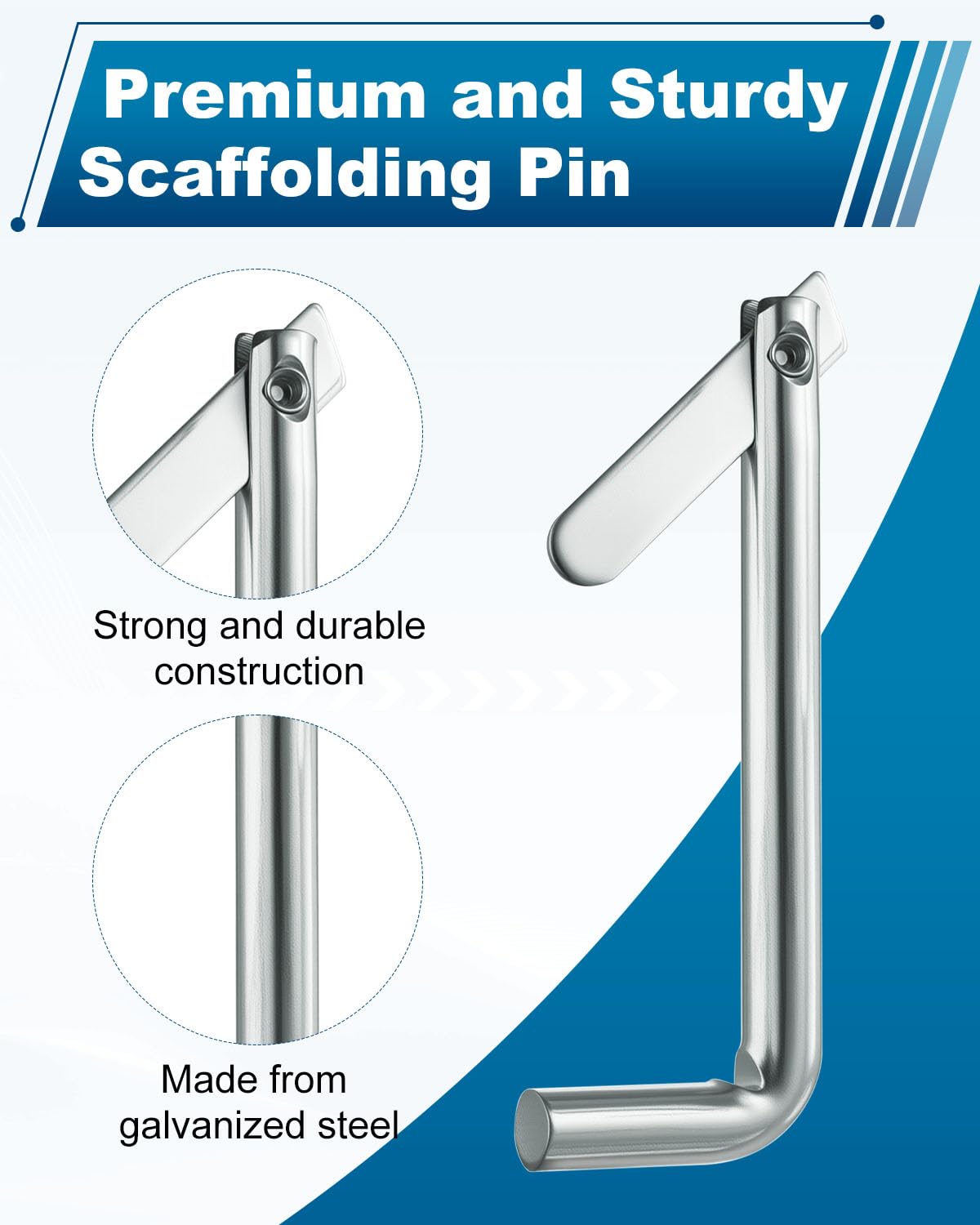 50Pcs Galvanized Steel Scaffolding Toggle Pins, Scaffold Metal Locking Pins for Architecture, Furniture Installation, and Home DIY