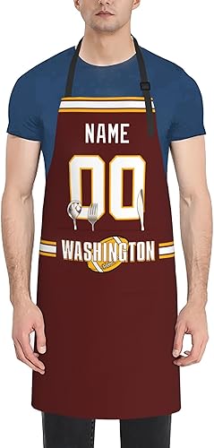 Miniatura 3 de Delantal con bolsillos, nombre personalizado y número, regalos personalizados para hombres y mujeres fanáticos del fútbol