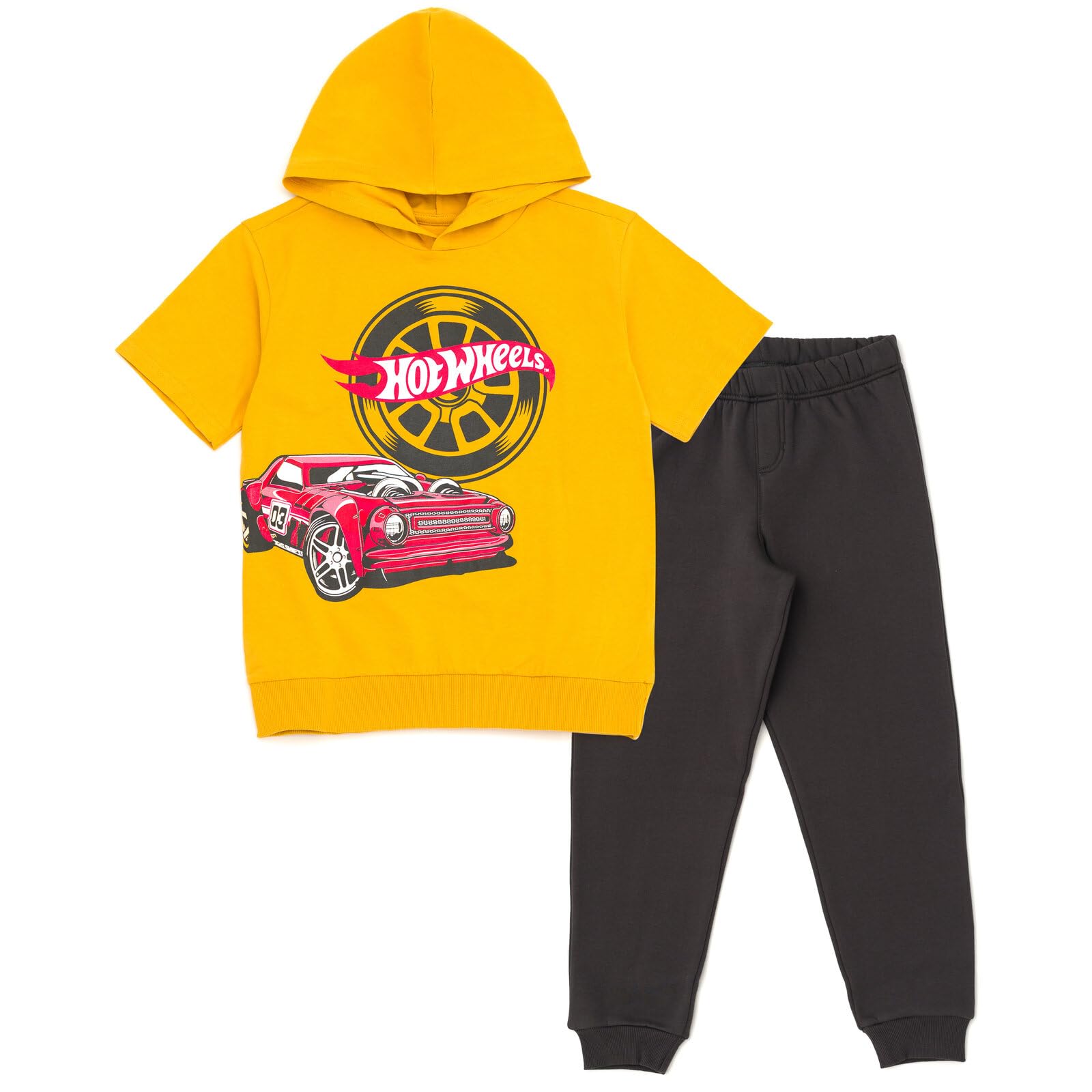 Hot Wheels Hooded T-Shirt and Fleece Jogger Pants Outfit Set Toddler to Big Kid Sizes (2T - 10-12)