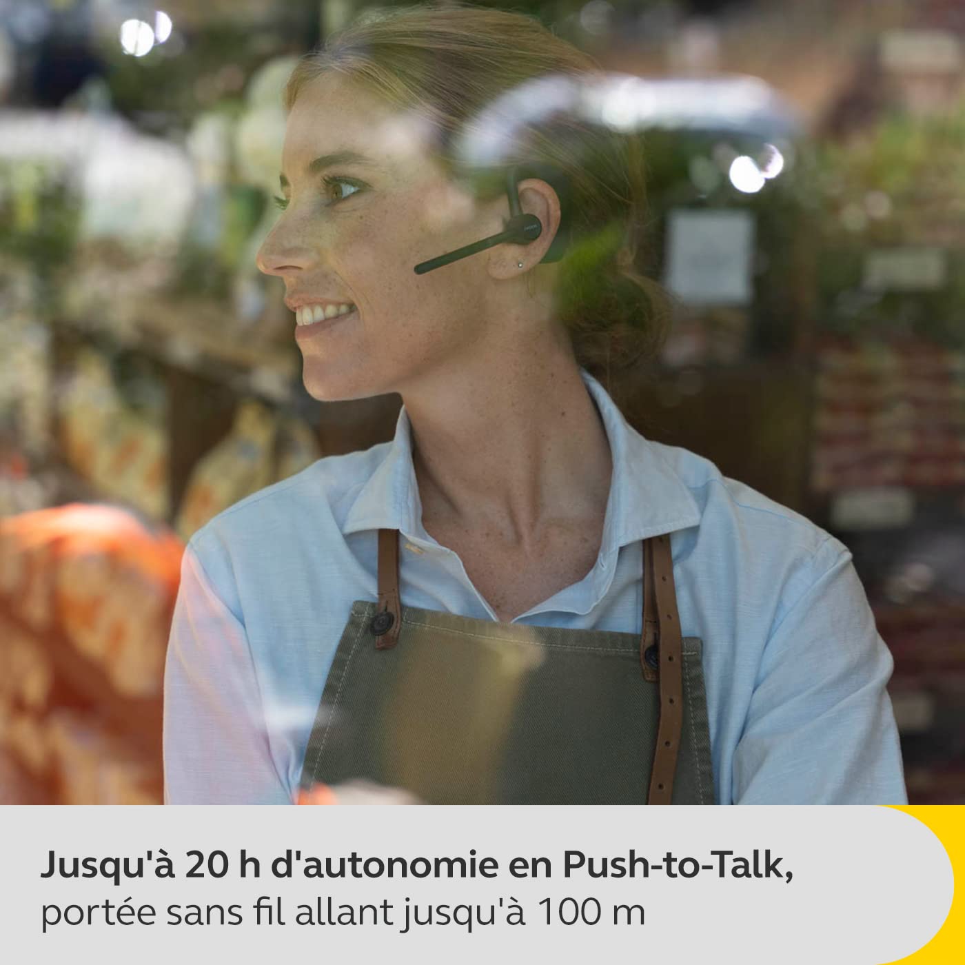 Jabra Perform 45 - Micro-Casque Mono Bluetooth à EarHook avec Microphone à Ultra Annulation du Bruit avancé, Fonction Push-to-Talk (PTT) et Mode Face2Face - Design Discret, Noir