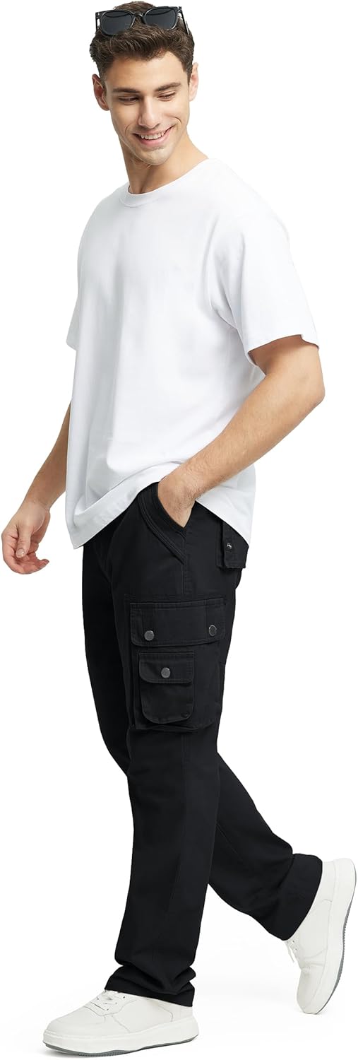 Men's Cargo Pants with 8 Pockets Ripstop Cotton Cargo Pants for Men Hiking Camping Fishing Running - Image 3