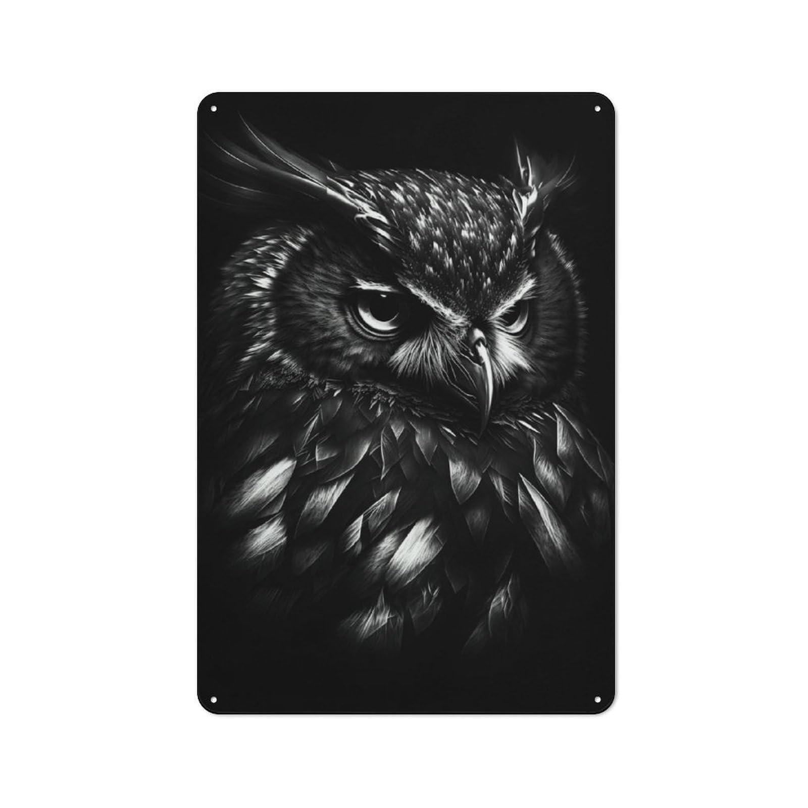 Junmoney Bw Owl Vintage Vintage Tin Sign 30X20cm Featuring Cafe Wall Decor For Coffee Bar, Kitchen, Bistro Or Tea Corner