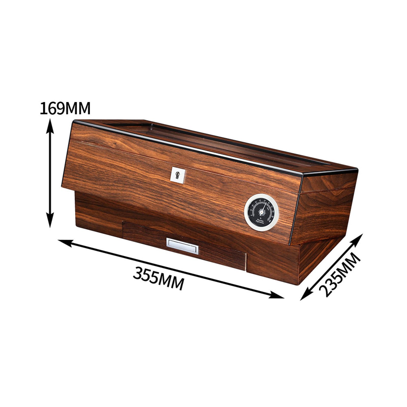 RIDAEX Log Holzmaserung Zigarren-Humidor, Glas-Display, transparentes Zigarettenetui, tragbar, mit Schlüsselschloss, 50 Stück Zigarrenetui