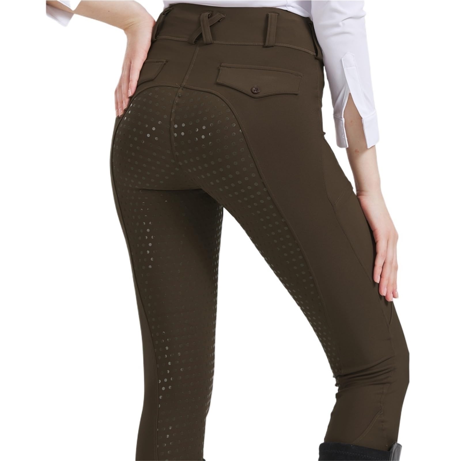 Pantalon d'équitation en silicone antidérapant marron taille M pour cavalier - 8