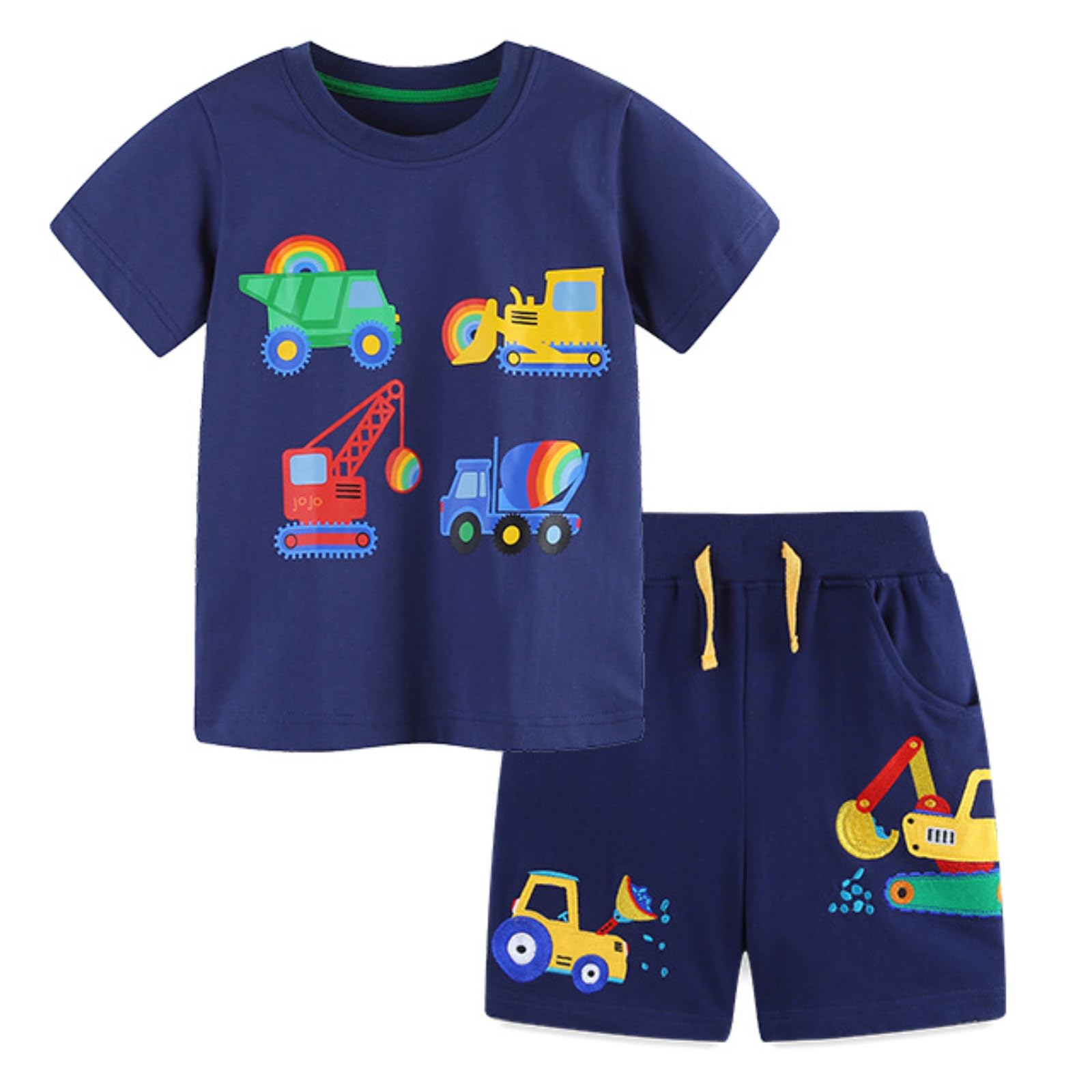 Toddler Boy Clothes Cartoon Cotton Summer Short Sleeve T-Shirt and Shorts Kids Outfit Set 2-7 Year