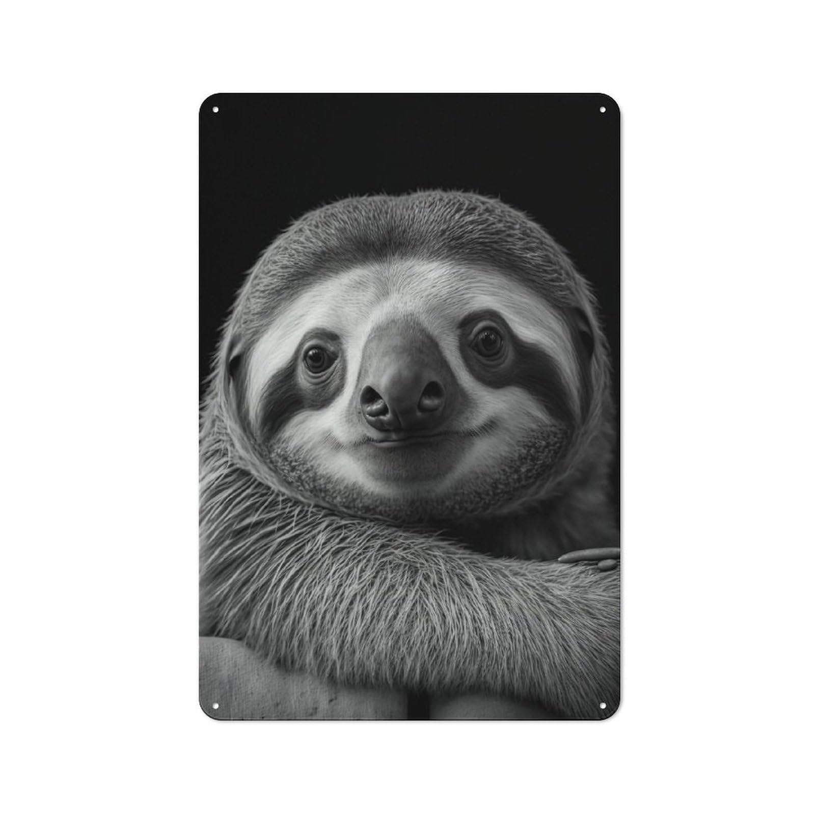 Friendly Cafe Metal Sign 30x20cm Featuring Portrait of A Sloth, Cafe Wall Decor for Tea Room, Shop Wall Or Breakfast Area