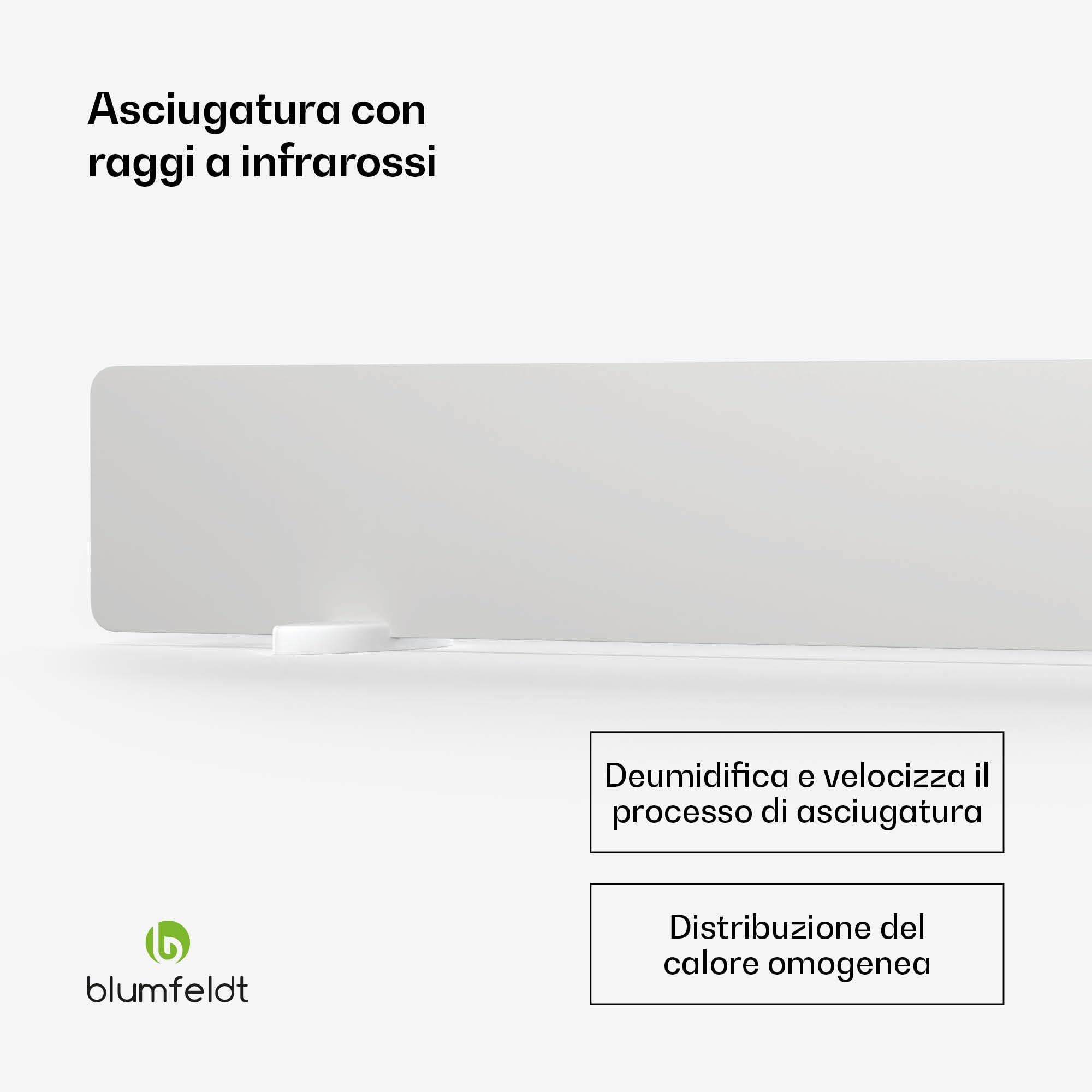 blumfeldt - Pannello Radiante A Parete, 50W, A Infrarossi, Ip24, Struttura in Ceramica, Fisso O Flessibile, Consumo Energetico Ridotto, Ideale per Cantieri & Progetti di Bricolage