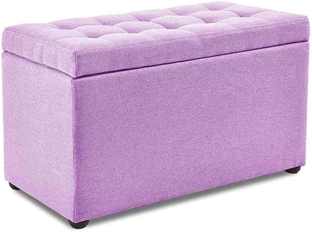 Pouf portable pour petit espace avec coffre en bois intégré