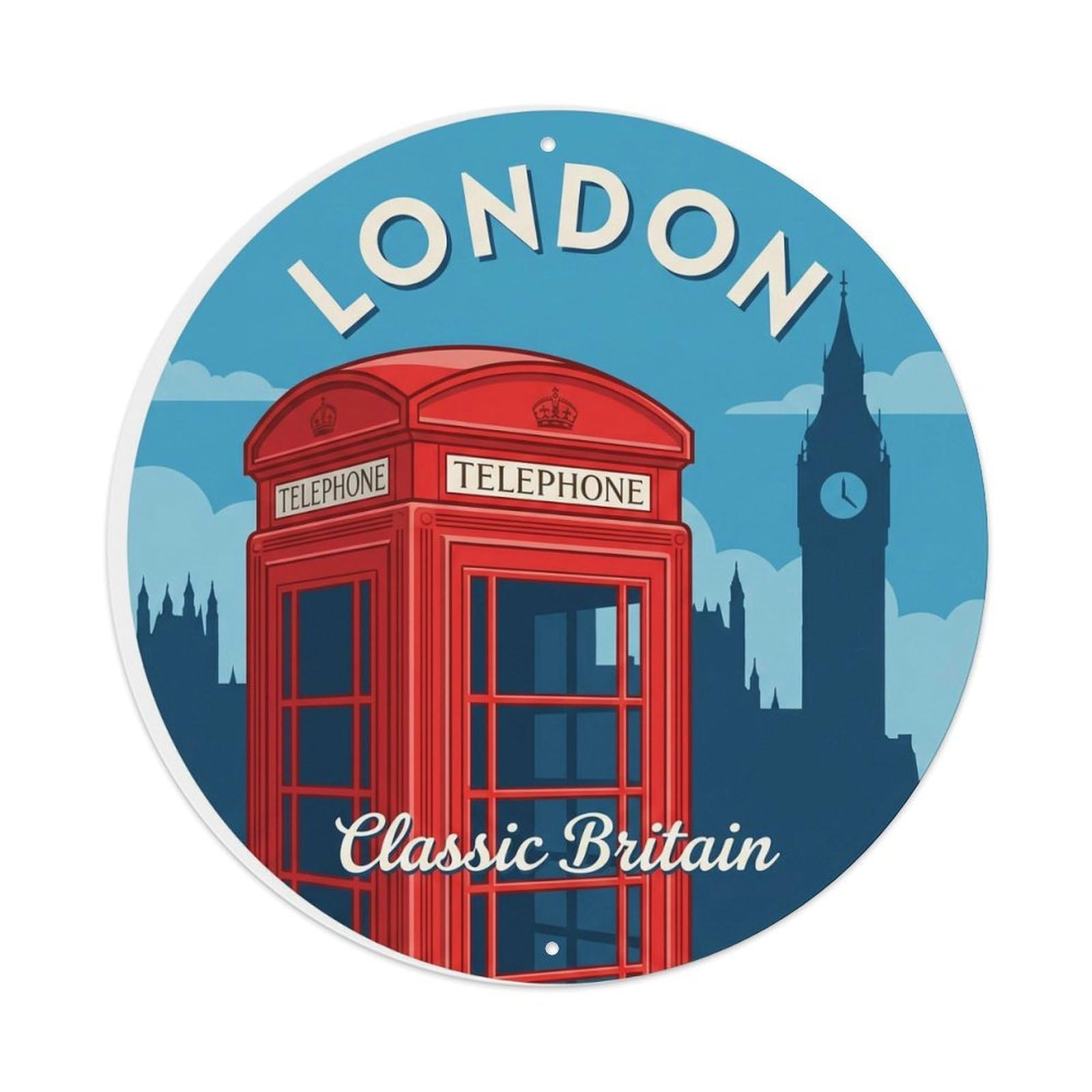 Fqcyn Style Vintage Travel London Telephone Classic 1 Metal Tin Sign