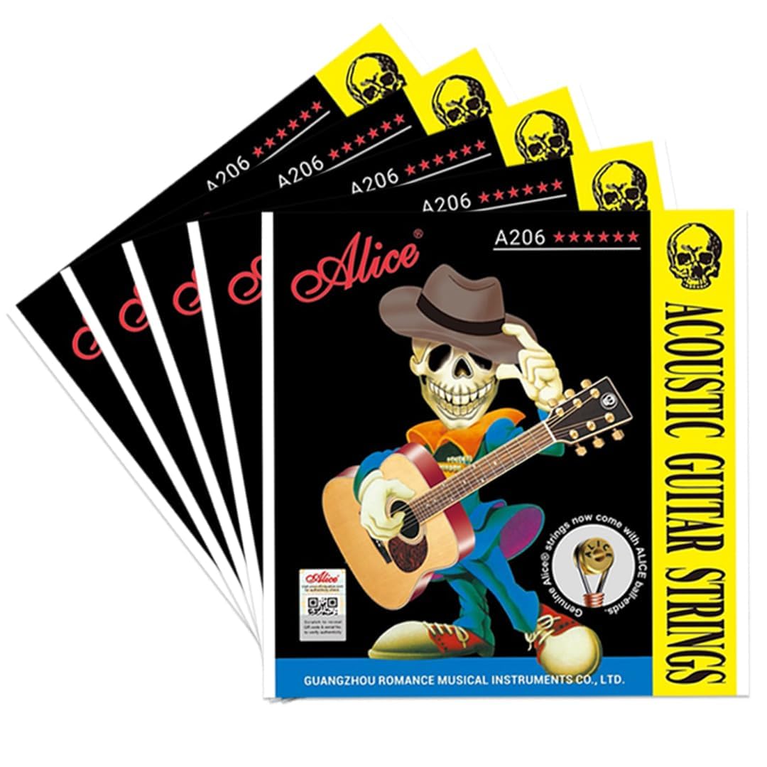 ALICE A206 Acoustic Guitar String Set, Staninless Steel Plain String, Copper Alloy Winding, (Phosphor Bronze Color) Anti-Rust Coating PACK OF 3-image-47