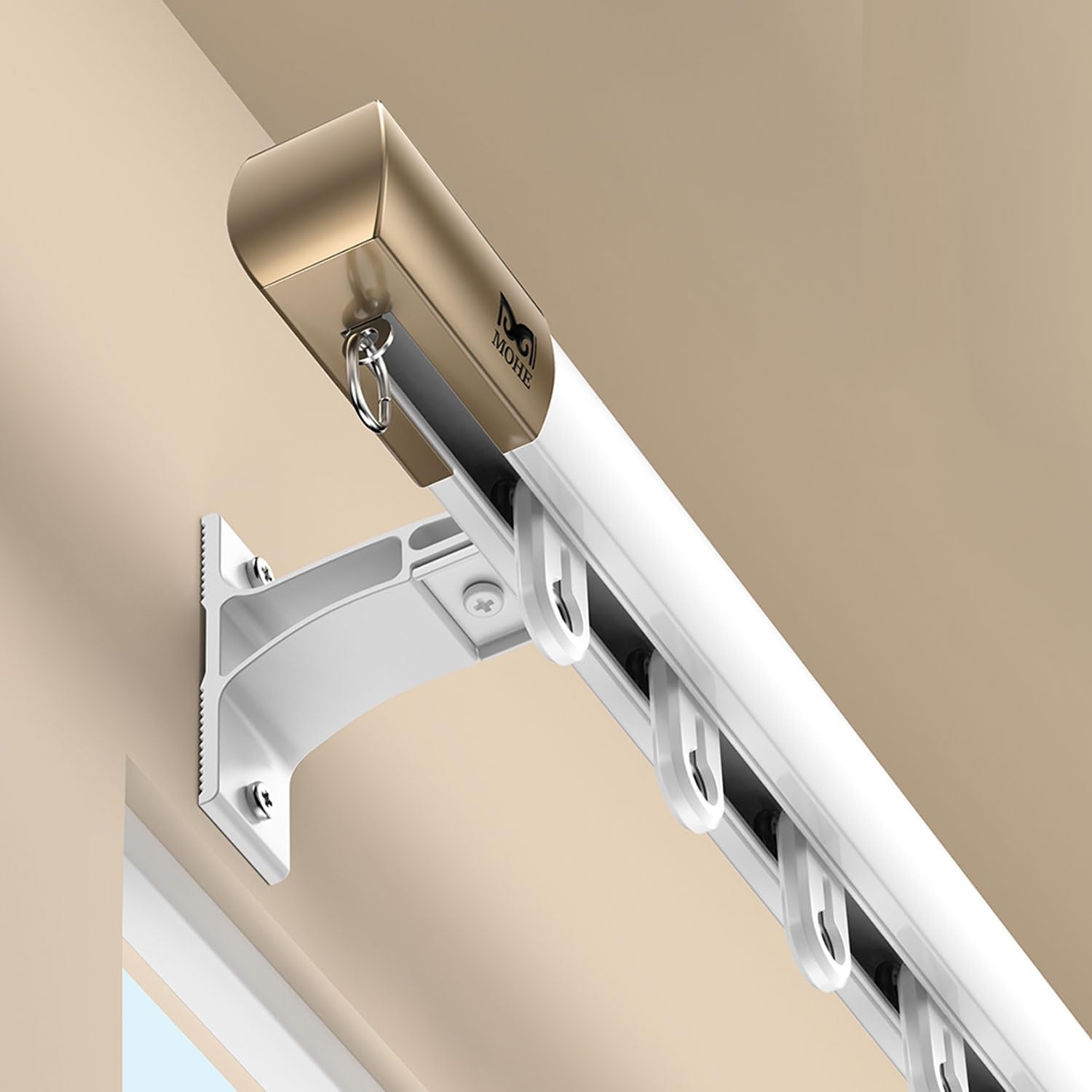 Ceiling Mounted Curtain Track Curtain Rail for Curtains,Drapes,and Room Dividers Curtain Rods,Sliding Curtain Rail for Living Room(White,12.1ft(3.7m))