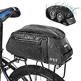 Eyein Bike Rear Rack Bag, 8L Waterproof Reflective Bicycle Trunk Bag, Cycling Rear Seat Carrier Backseat Storage Luggage, Shoulder Strap for MTB Bicycle E-Bike