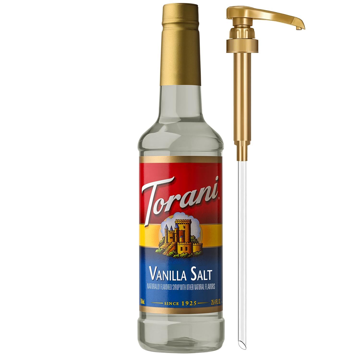 Torani Coffee Syrup, Vanilla Salt Flavoring for Drinks, Pump Included, 25.4 Fl Oz