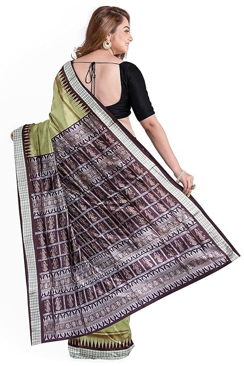Image of Handmade Pure Bomkai Silk Saree Khandua Natural Silk Ikkat Saree For Women /Ethnic Wear /Traditonal Saree /Handloom Saree With Regular Fit Blouse Piece
