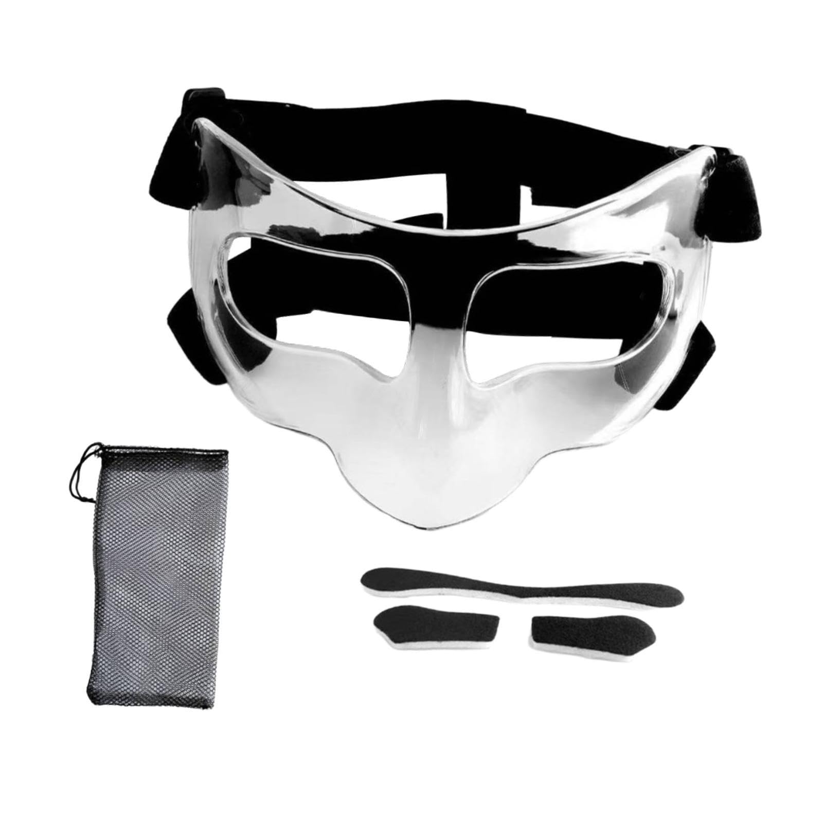 UJEAVETTE Nose Guard for Broken Nose, Basketball Face Mask for Basketball Soccer Teens Clear Black-picture-18