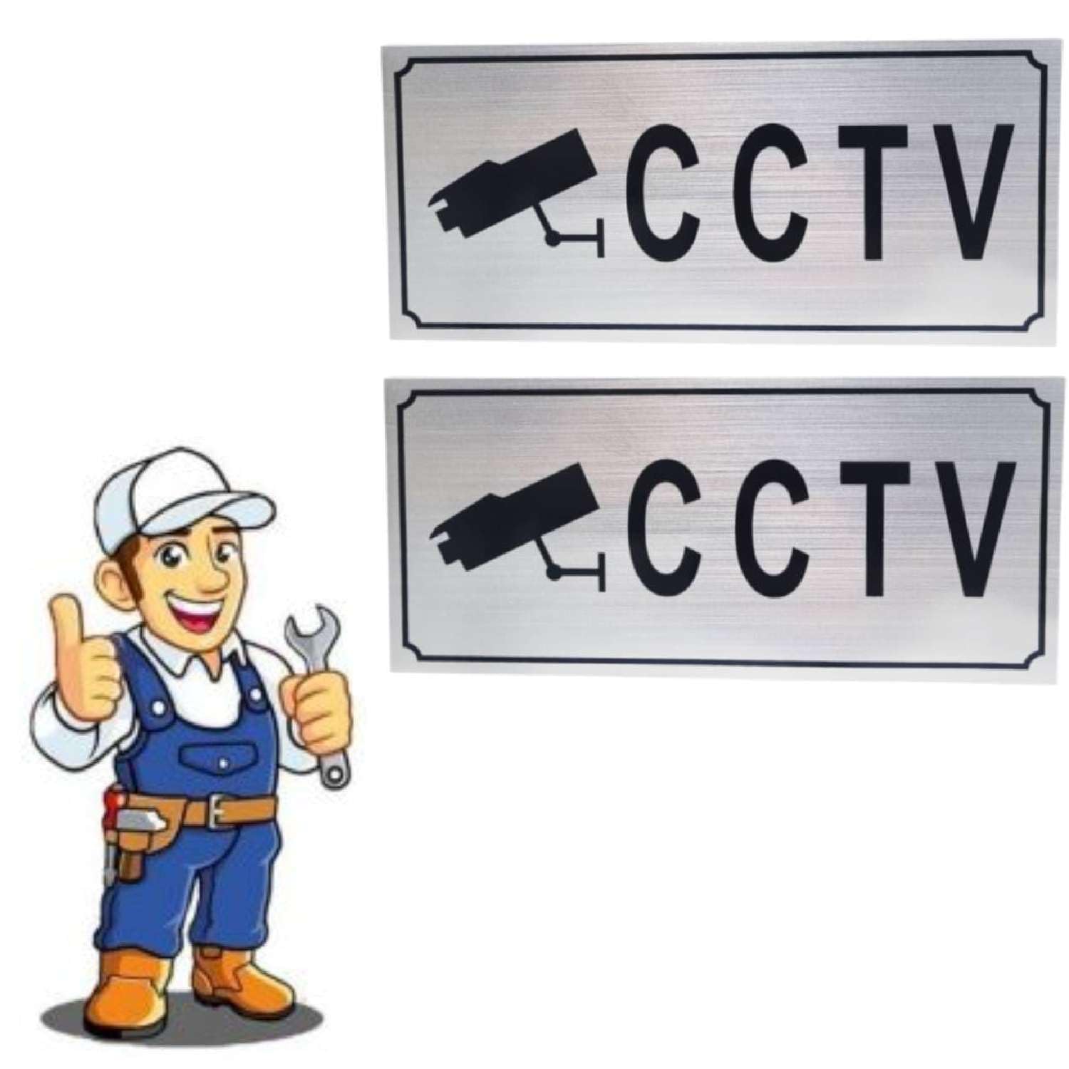 ‘CCTV’ Steel Sticker cctv Sign Board For Glass/Wooden Door Metallic Self Adhesive Durable & Stylish, Ideal For Hospitals, Offices, And Public Commercial Spaces 2 Pcs
