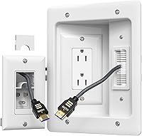 Vista 9 de Ocultador de cable de TV para TV montado en la pared, kit de gestión de cables en la pared, caja de tomacorriente, ocultador de cable de salida