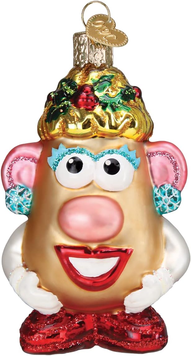 Old World Christmas Mrs. Potato Head Glass Blown Ornament for Christmas Tree, Handcrafted Holiday Decoration, Childrens Toy - Toy Story Collection