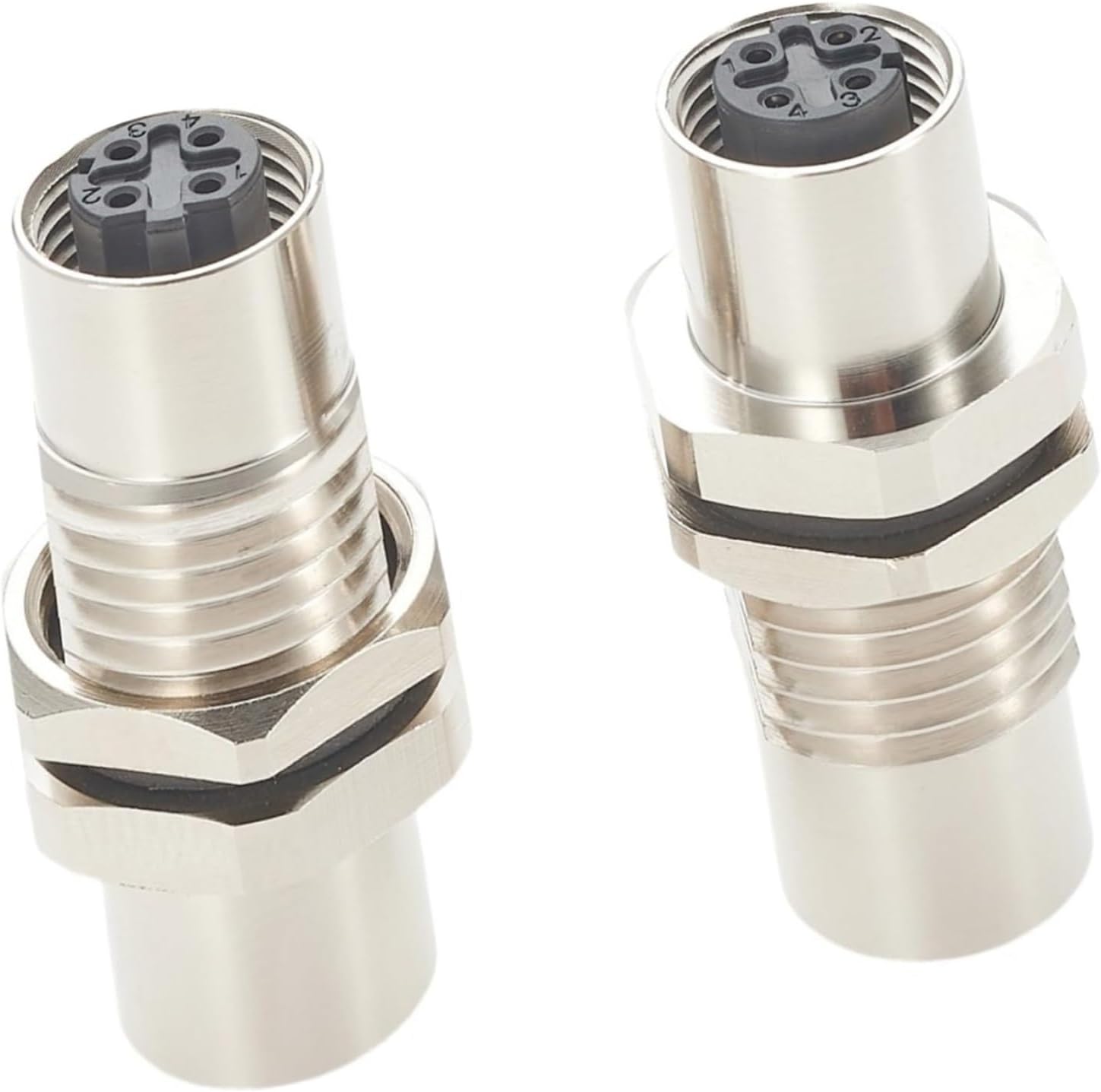 M12 D-Code 4-Pin Bulkhead Connector Profinet IP67 Shielded Female to Female Gender Changer Feedthrough Panel Mount Cat5 Ethernet Circular Socket for EtherCAT Modbus-TCP PLC(2PCS)