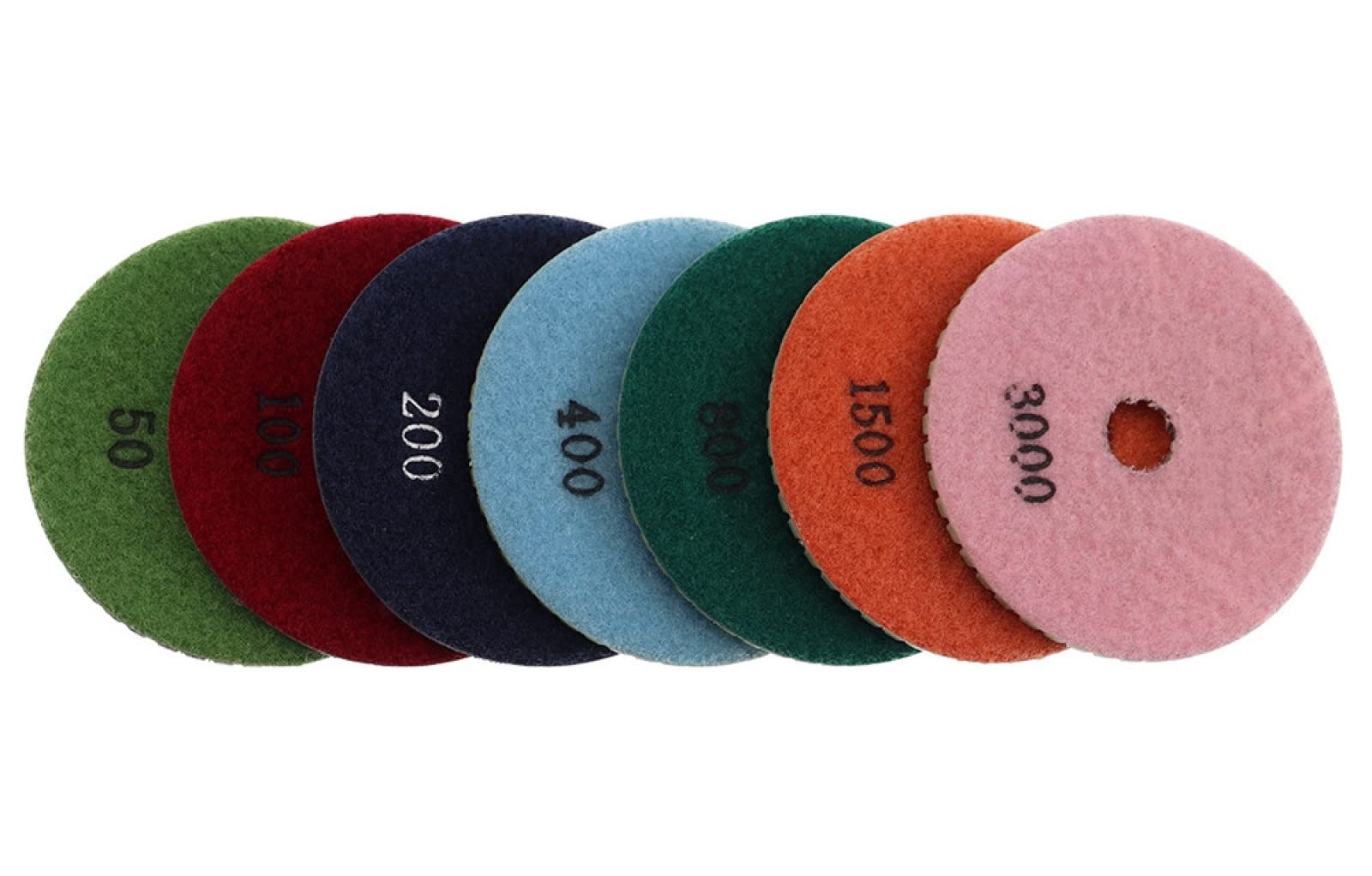 7 Unidades/juego De Almohadillas De Pulido De Diamante De 4 Pulgadas, Almohadilla De Pulido En Húmedo Tipo Giro De 100mm Para Disco De Molienda De Suelo De Hormigón De Granito Y Mármol,1500