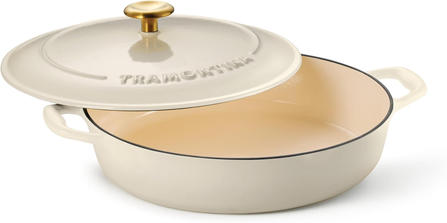 Tramontina 4-quart enameled cast iron braiser pan with lid