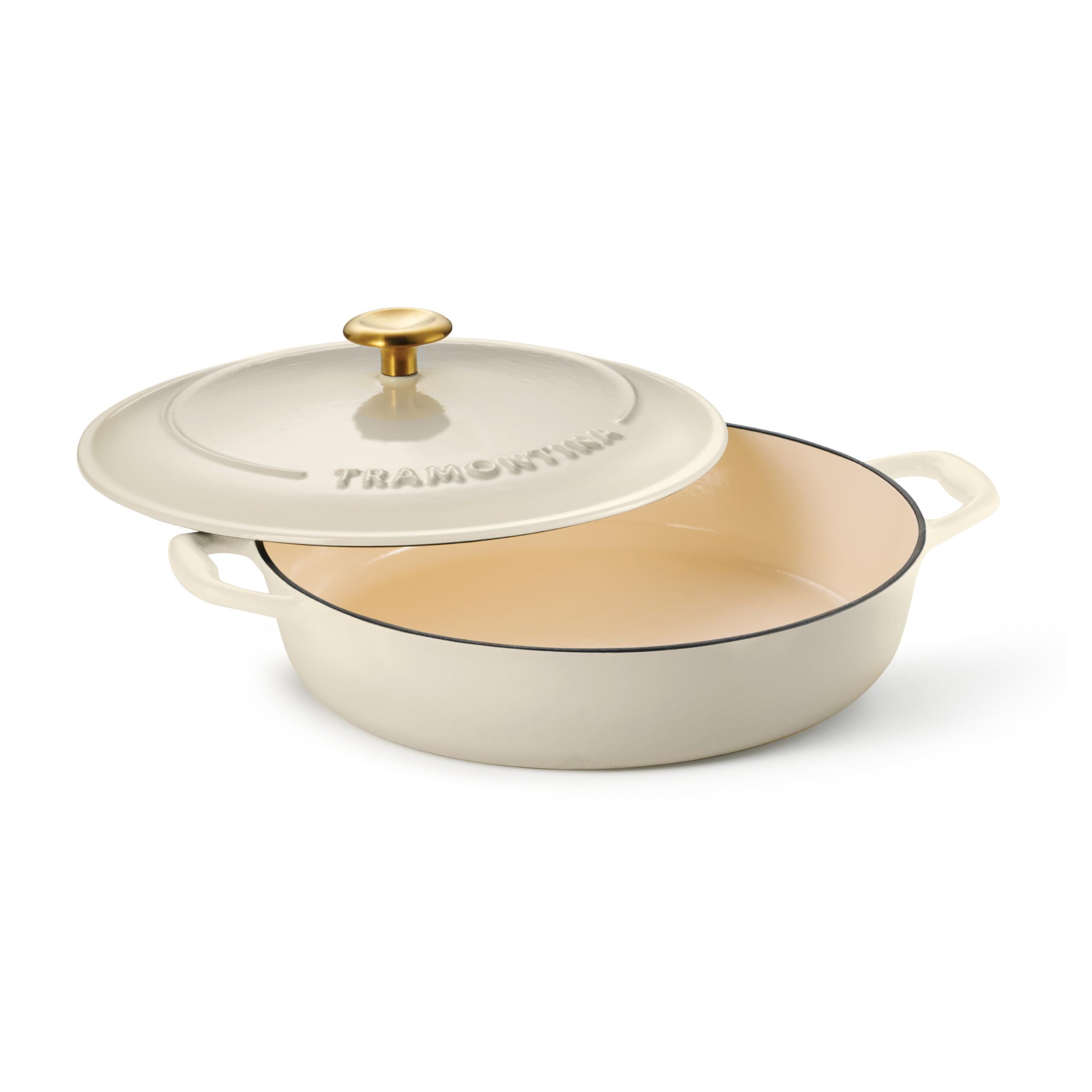 Tramontina Bestow Enameled Cast Iron 4-Qt Braiser Pan with Lid, Latte