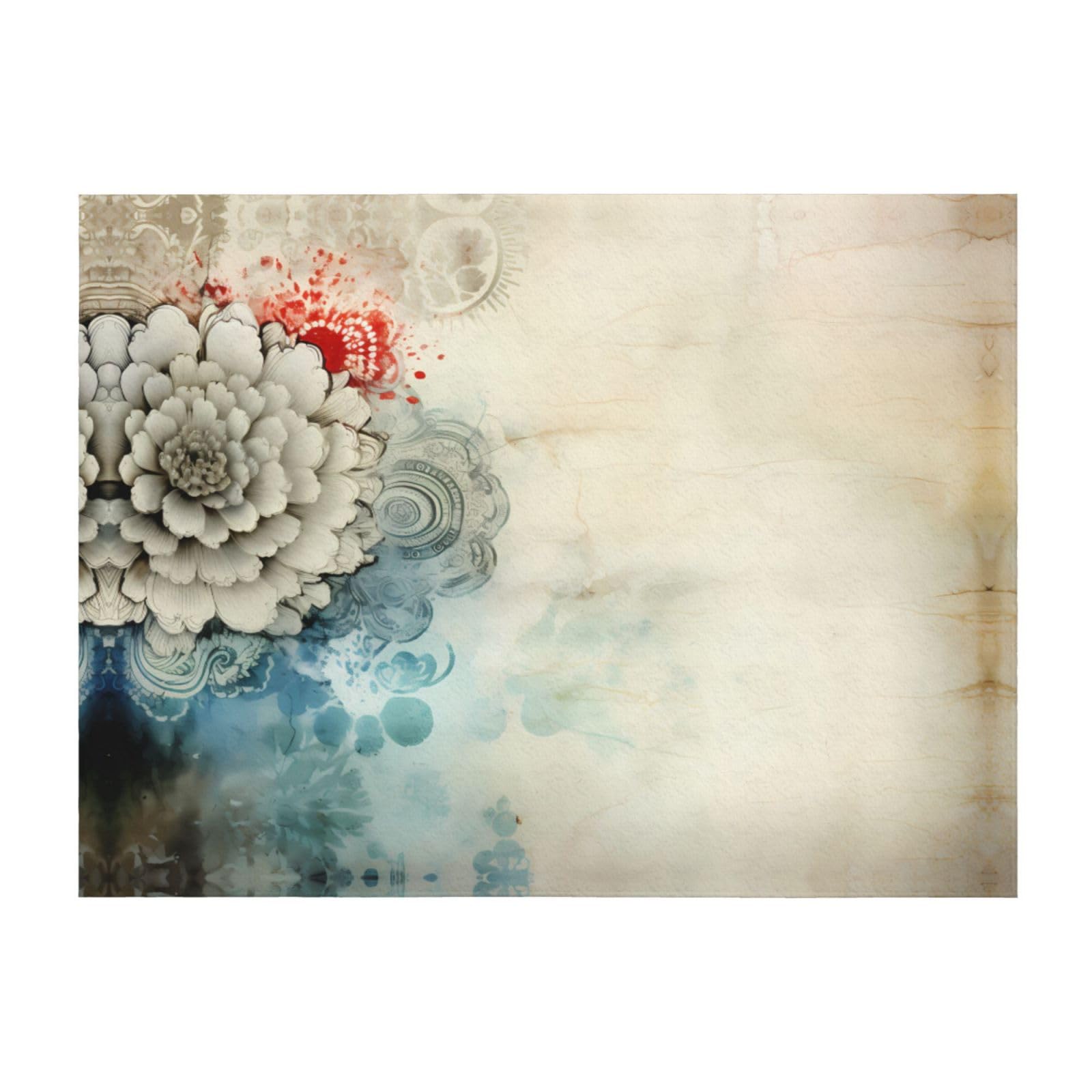Couverture de voyage et canapé motif pivoine PHAYAH plaid polaire moelleux