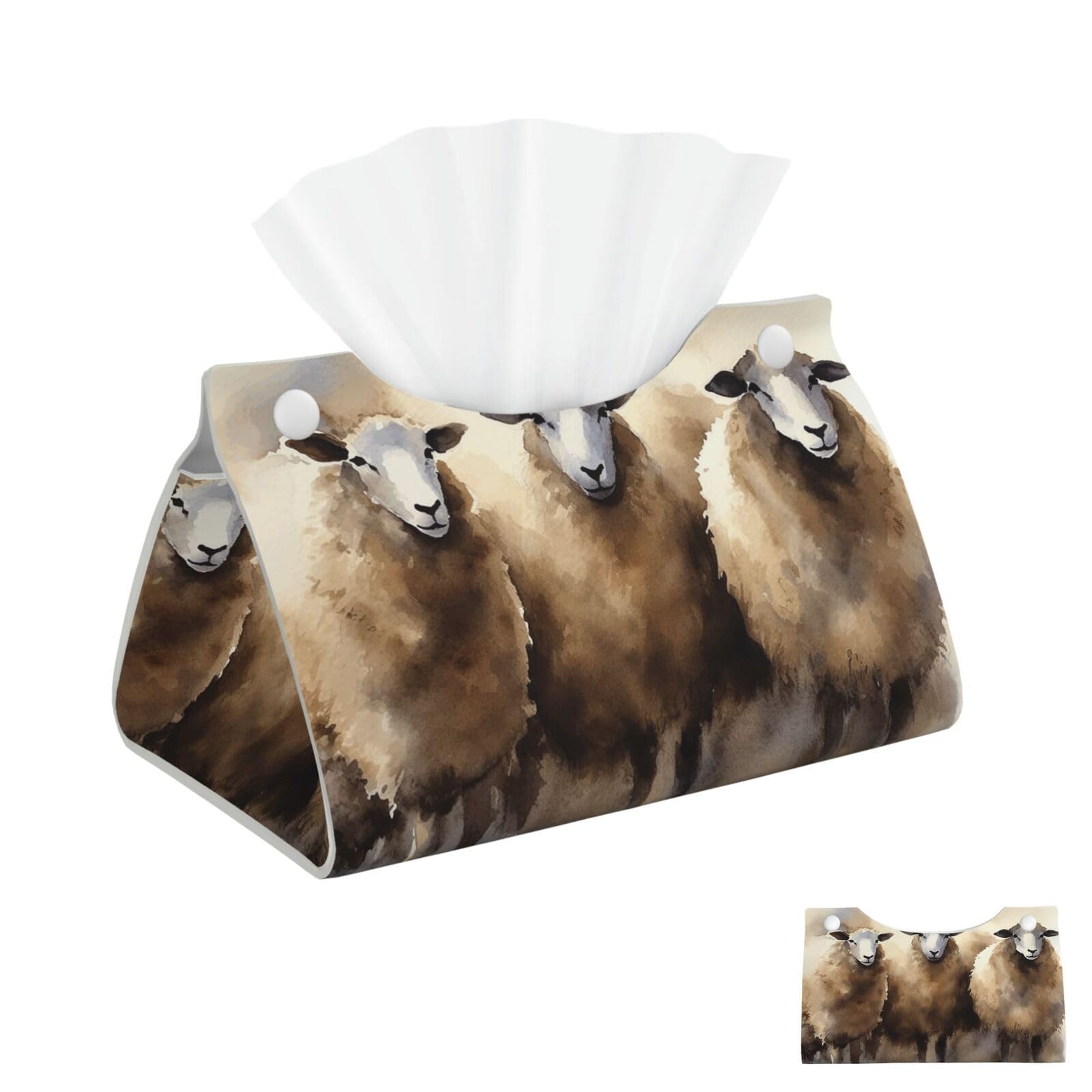 Sheeps Watercolor Tissue Box Cover Square Cube Boxes