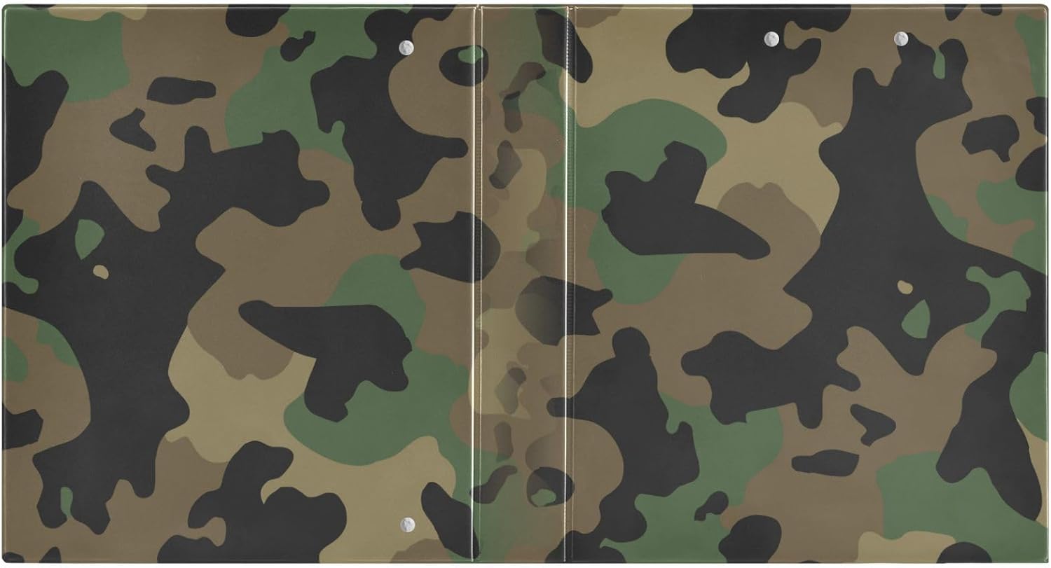 ALAZA 3 Ring Binder Camouflage Military Style Camo Clipboard Round Ring Binder Holds 1.5 Inch Three Rings Binder Heavy Duty Binders for School Office Supplies, 1Pack