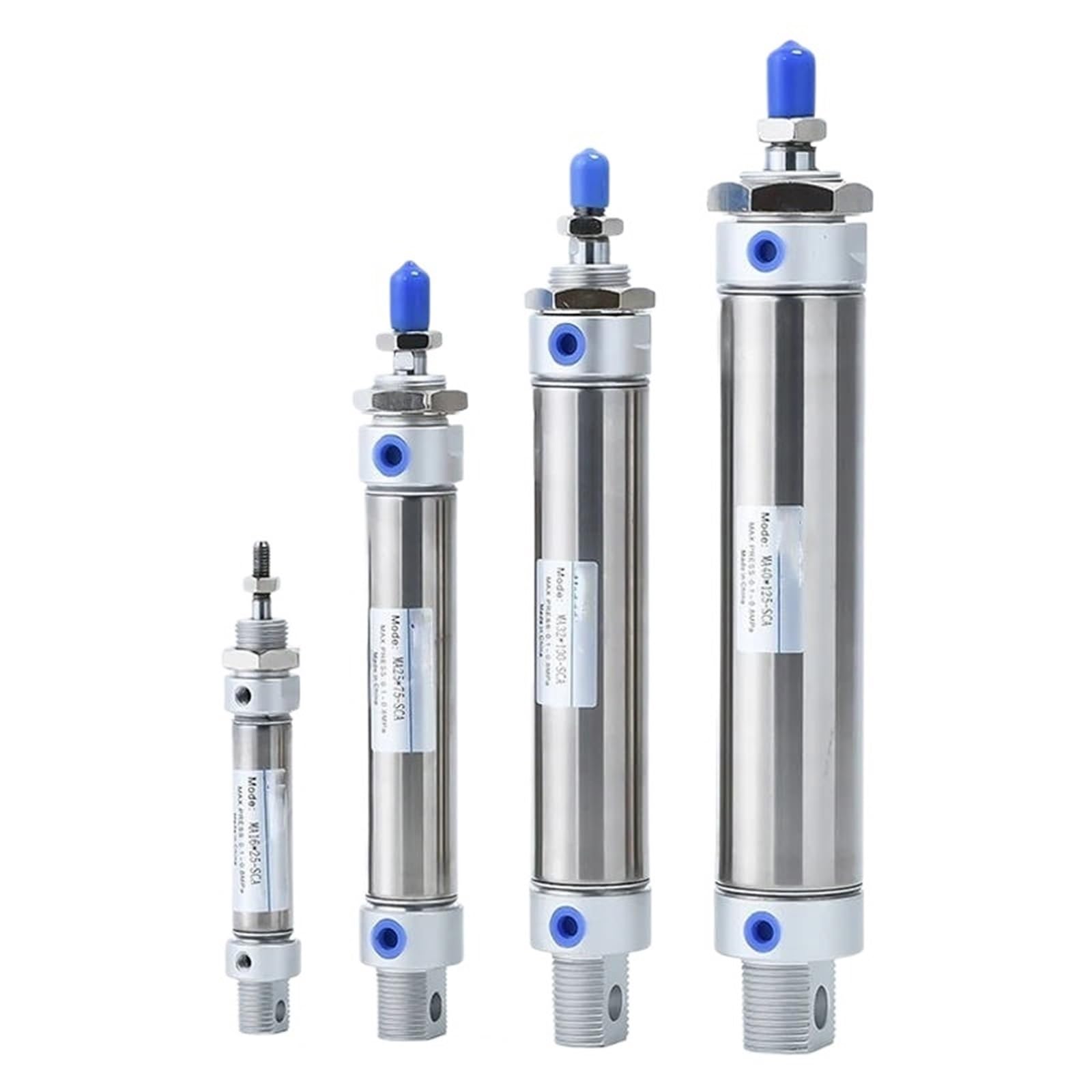 Vérin pneumatique double effet MA16 16mm course 300mm acier inoxydable