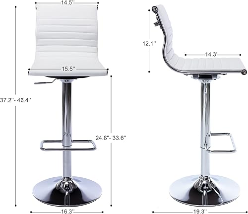 Miniatura 3 de Juego de 3 taburetes de bar giratorios de piel sintética para mostrador, modernos taburetes de bar ajustables para cocina, isla, desayuno, bar,