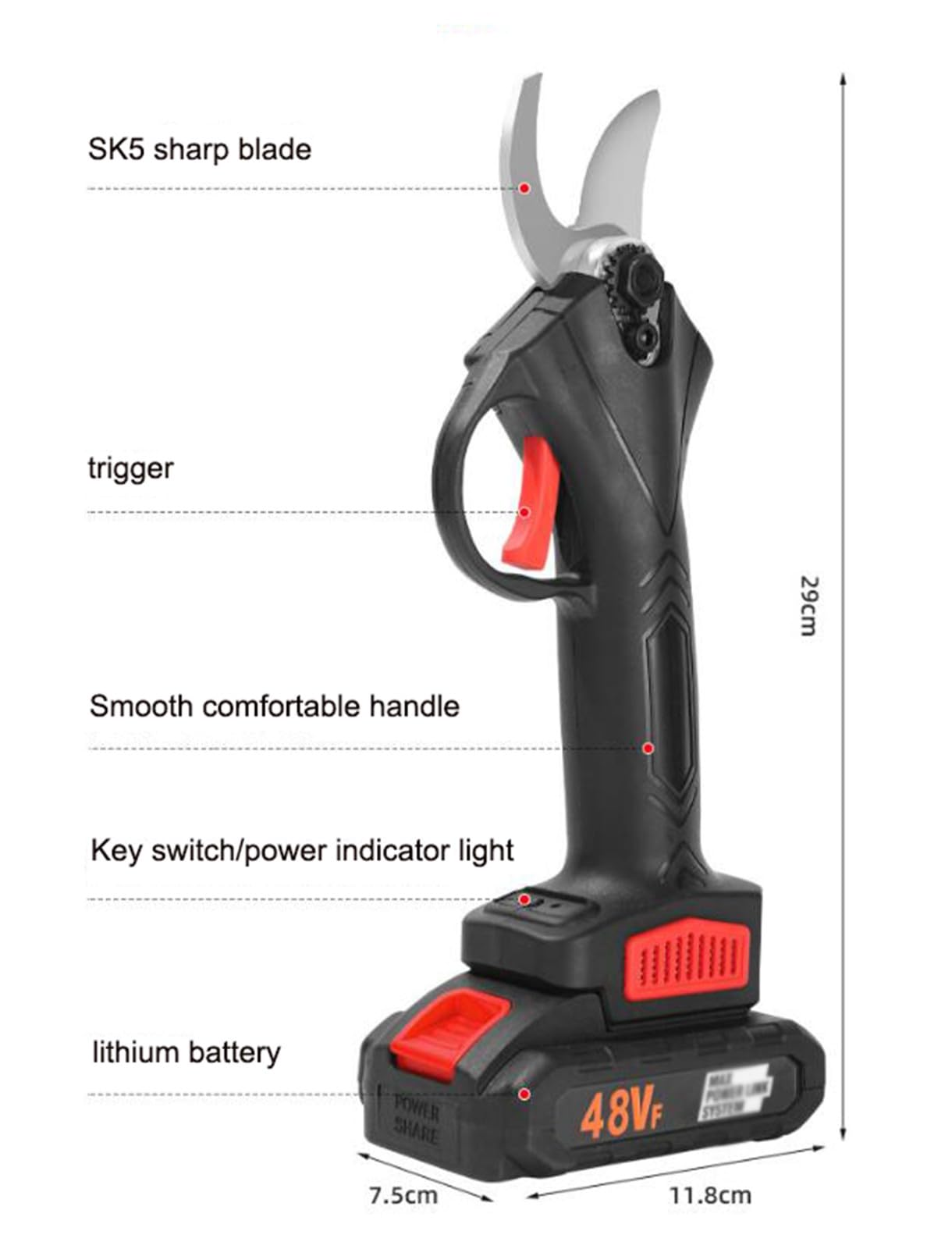 Tijeras De Podar EléCtricas, Podadoras DoméSticas PortáTiles, Tijeras De Podar EléCtricas Cortador De Ramas EléCtrico 48vf, Podadora InaláMbrica con Motor Sin Escobillas A