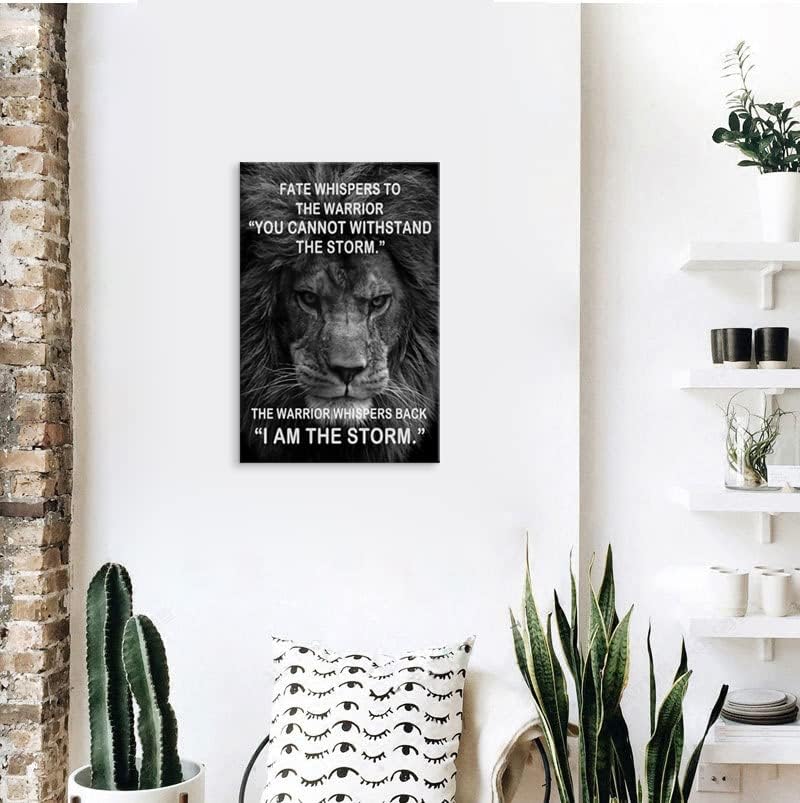 Miniatura 3 de WYJZDZQ8 Lienzo inspirador de león para oficina, arte de pared, imagen motivacional de animales, póster inspirador, pintura moderna para el hogar,