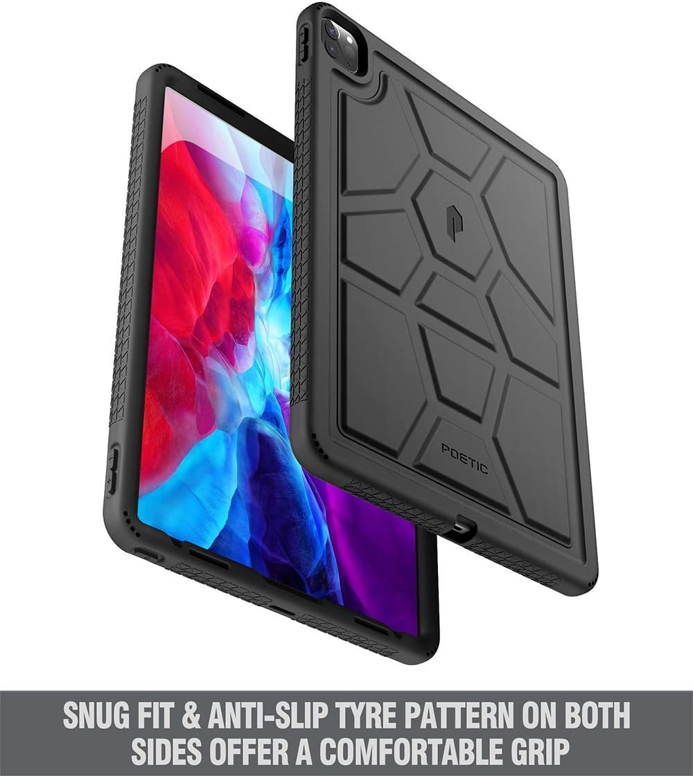 Review Discount Poetic TurtleSkin Series Designed for iPad Pro 12.9 2020 & 2018 Case [Not Fit iPad Pro 12.9 2021], Heavy Duty Shockproof Kids Friendly Silicone Bumper Protective Case Cover, Black