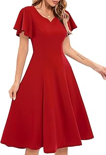 Wedding Guest Dresses for Women Vintage Short Sleeves Casual Fit and Flare Cocktail Formal Dress for Tea Party - Buy now