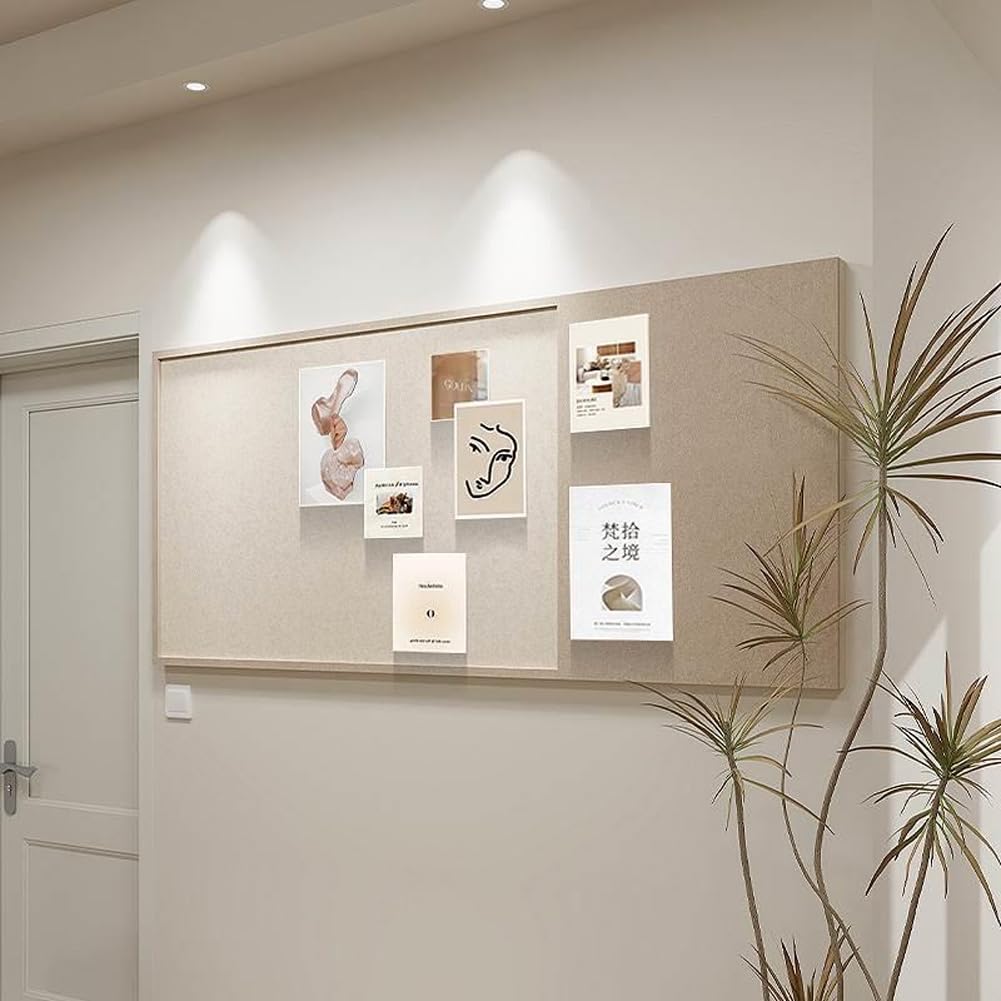 Tablero de Corcho y Fieltro para anuncios, Paneles de exhibición Plegables con Marco para Fotos, Tablero de anuncios de Pared para Escuela y Oficina.