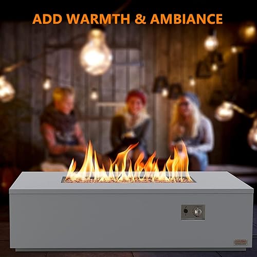 Miniatura 5 de Onlyfire - Mesa de fogata para exteriores de 60 pulgadas con rocas de lava y manguera de 12 pies, chimenea grande de gas propano, chimenea sin humo