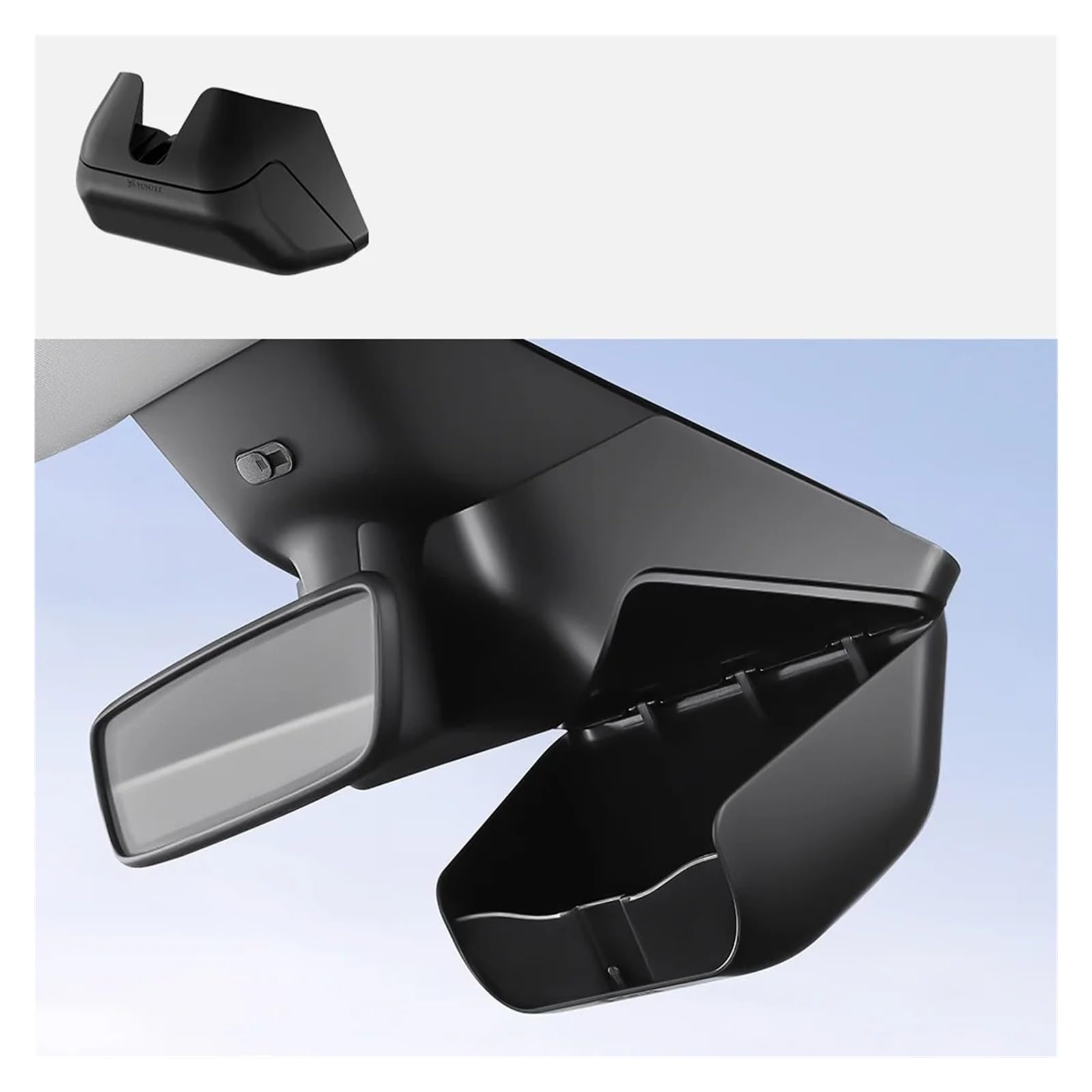 Estuche Sol Coche para Tesla para Model Y para Juniper 2025-2026 Estuche para Gafas De Coche Soporte Sol Caja Almacenamiento Retrovisor Flocado Interno Soporte Gafas Coche