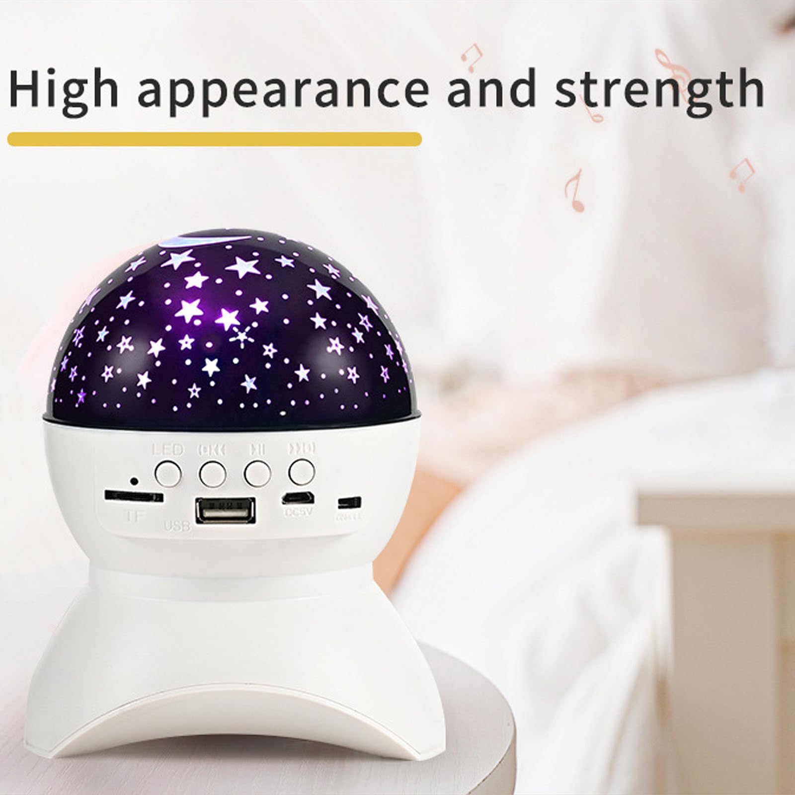 Głośnik Bluetooth, lampka nieba z projekcją LED z obracającą się gwiazdą, przenośne muzyczne światło otoczenia z USB, kartą TF, obsługą dysku U - idealna lampka nocna do sypialni dla rodziny, wystrój