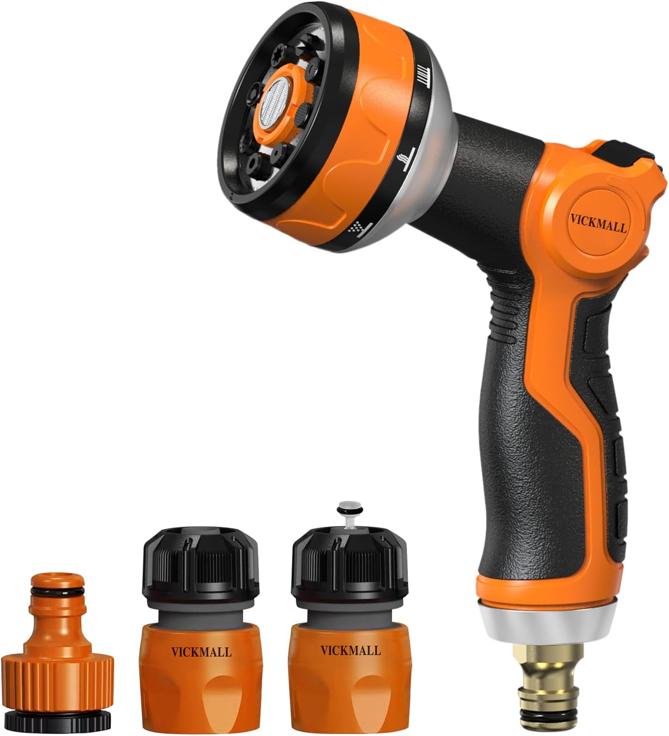 Hose Spray Gun with Hose Connector 8 Adjustable Patterns Hose Gun High Pressure Hose Nozzle with Flow Control Garden Hose Spray Gun for Watering Plants and Lawns Washing Cars and Pets, 50Ft