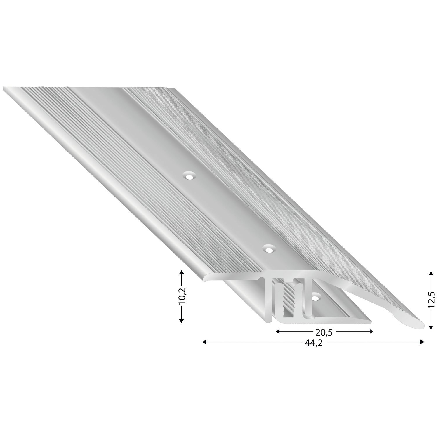 STS44 S 100 Perfil oblicuo 1000 plateado anodizado
