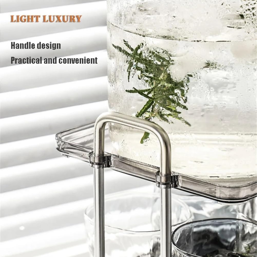 Dispensador de bebidas de vidrio con grifo y soporte, jarra de agua fría de 3,5 L para cóctel y ponche, dispensador de jugo resistente a altas temperaturas, incluye 4 vasos