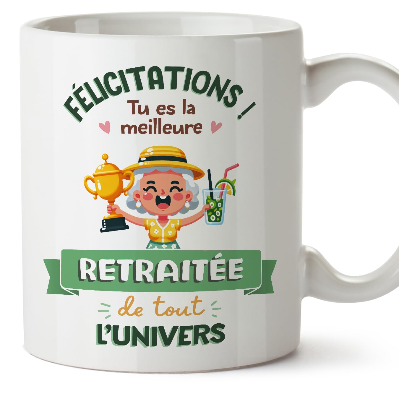 MUGFFINS Retiree Woman Mug - in French - Meilleur Univers Trophée - Funny Gift for Colleagues - Ceramic 11oz Mug — image 1