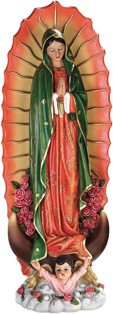 Design Toscano Virgin of Guadalupe Religious Indoor/Outdoor Garden Decor Statue, Medium 23 Inch Tall, Cast Stone Resin, Full Color Painted Finish
