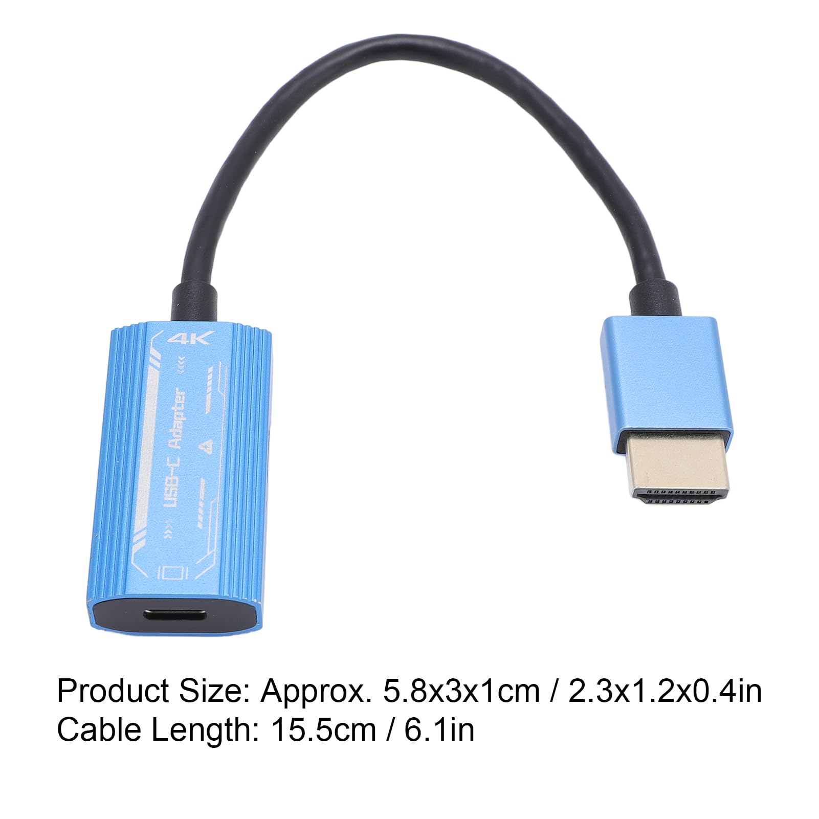 Adaptador HDMI a USB C 4K 60Hz, Conector HDMI Macho a USB C Hembra para Monitor Portátil, Gafas AR, Consola Portátil, Laptop y Smartphone