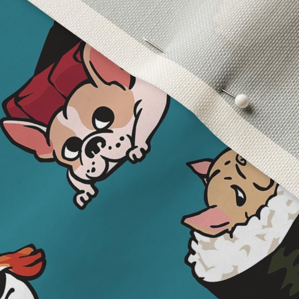 Spoonflower Fabric - Sushi Frenchie French Bulldog Japan Food Cute Kitchen Japanese Funny Printed on Upholstery Velvet Fabric Fat Quarter - Upholstery Home Decor Bottomweight Apparel