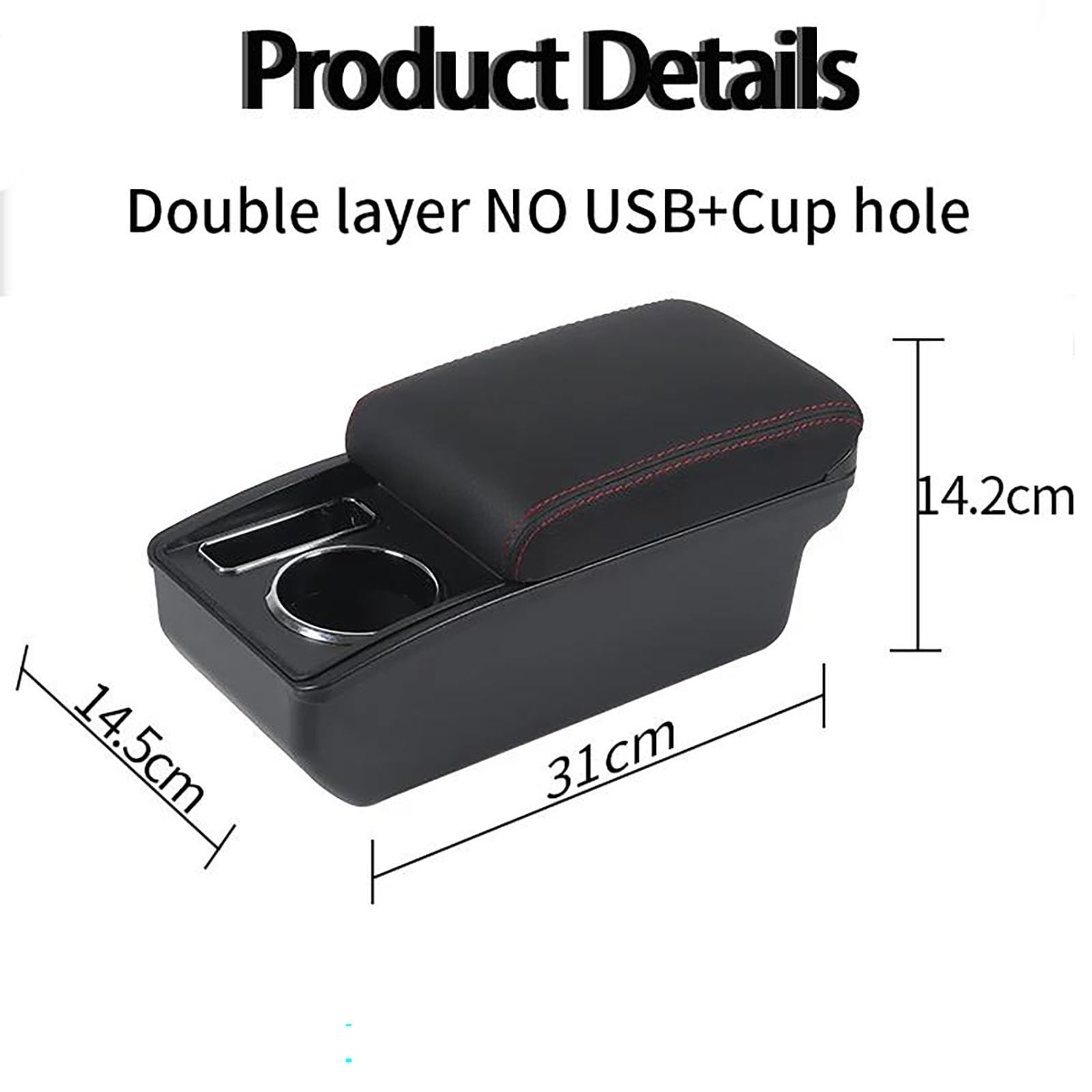 Accoudoir Central Avec Rangement Pour Dacia Logan 2 & Dokker - Double Couche, Sans USB, Noir