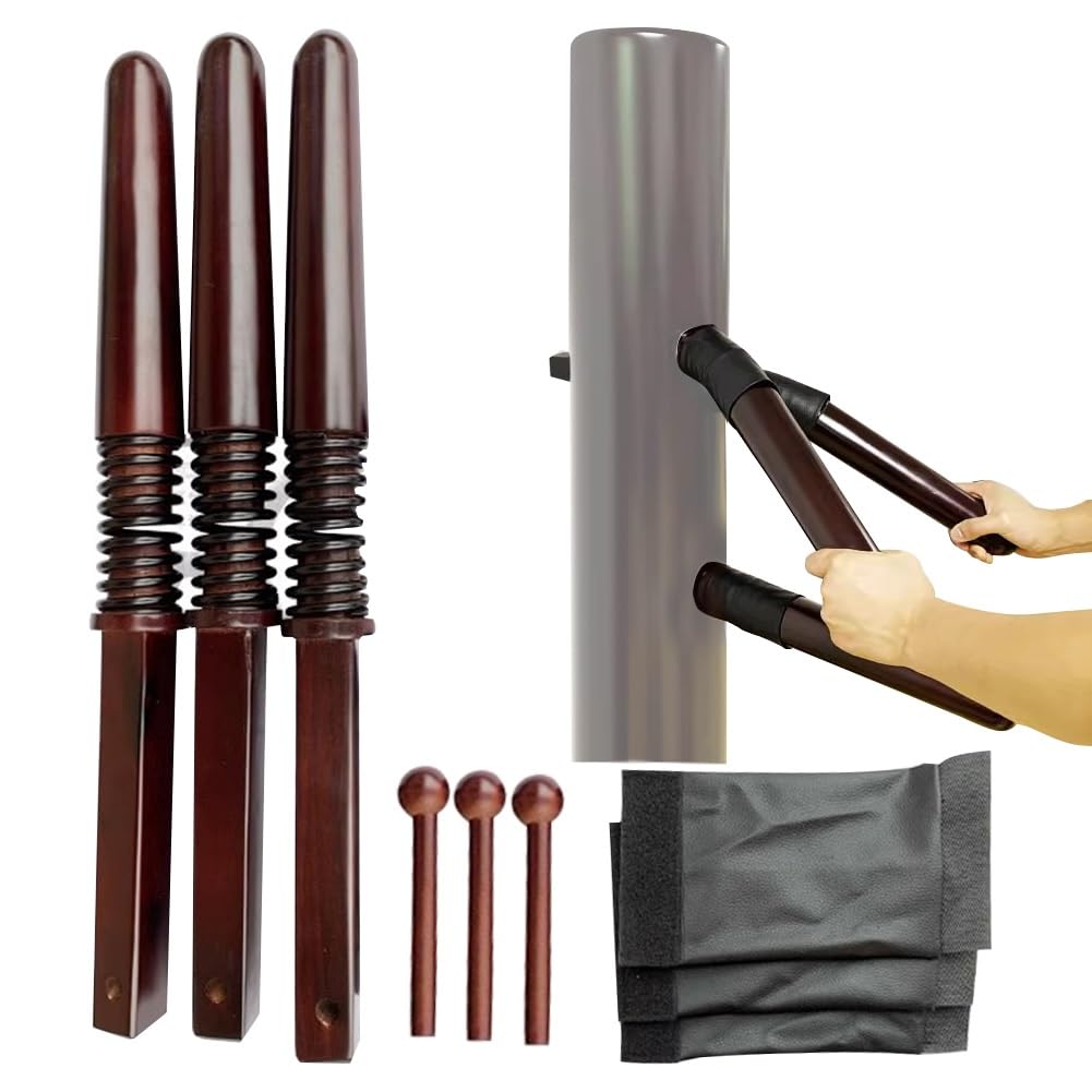 DYK&NX Wing Chun Wooden Dummy Accessori, Accessori per Allenamento Kung Chun, Wooden Dummy Training Target, con Bracci A Molla, Adatto per Fori da 1,5 Pollici * 1,5 Pollici (Grey : 3)